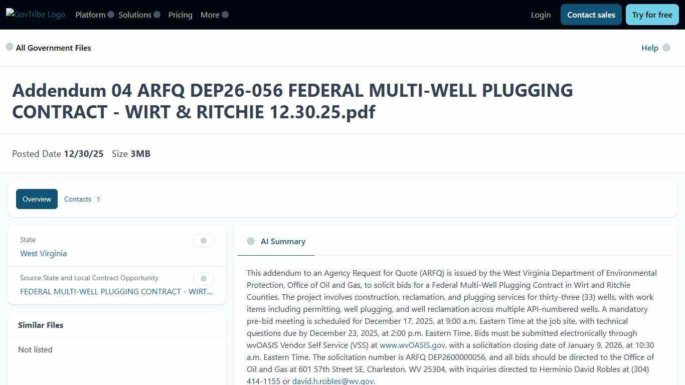 Addendum 04 ARFQ DEP26-056 FEDERAL MULTI-WELL PLUGGING CONTRACT - WIRT & RITCHIE 12.30.25.pdf